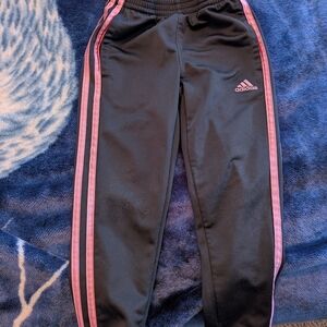 adidas Black Sweatpants with Pink Side Stripes
